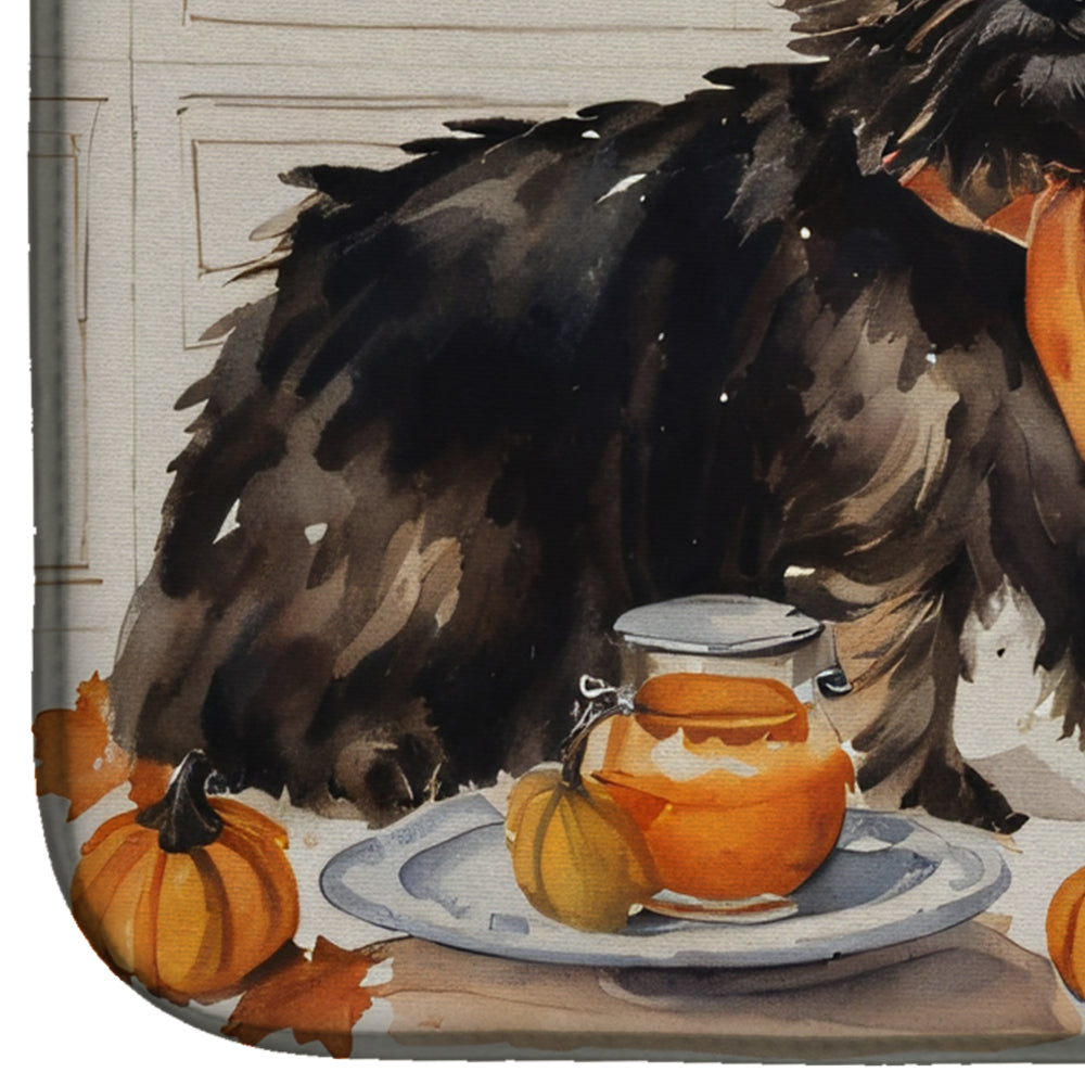 Cairn Terrier Fall Kitchen Pumpkins Dish Drying Mat