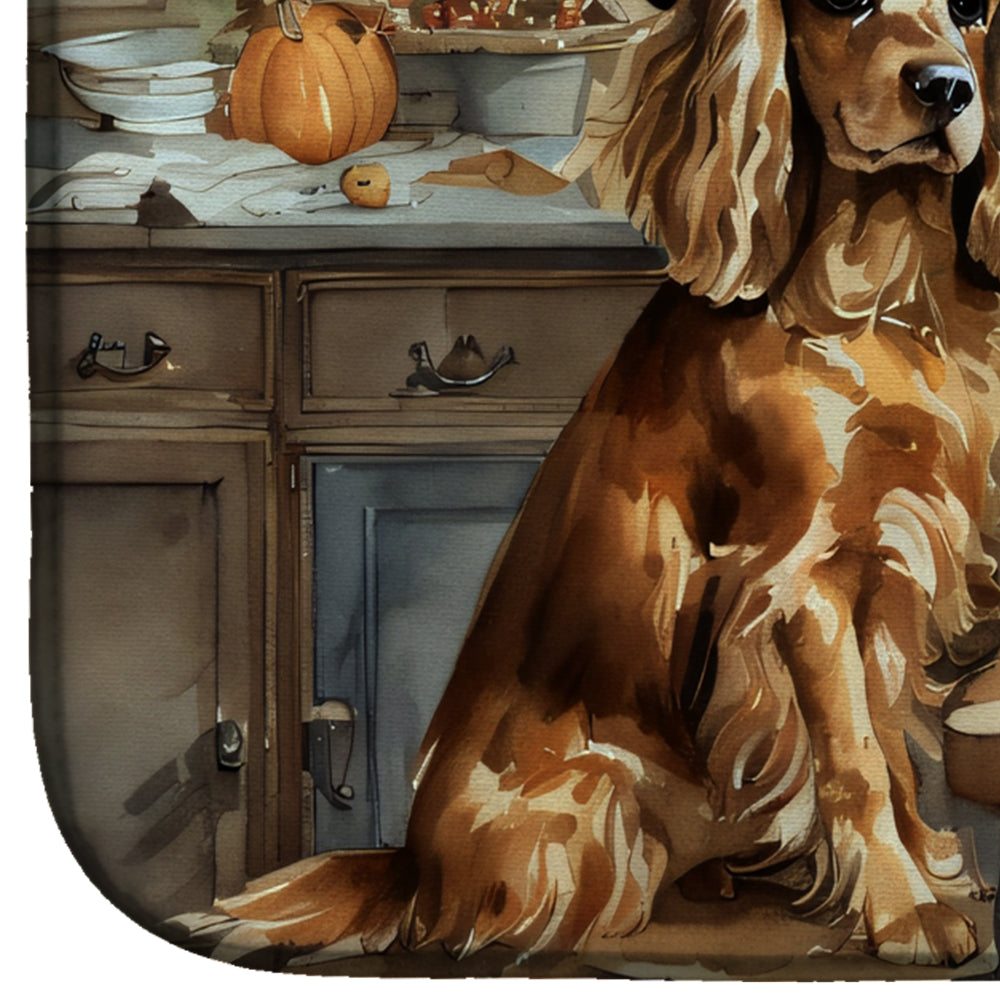 Cocker Spaniel Fall Kitchen Pumpkins Dish Drying Mat