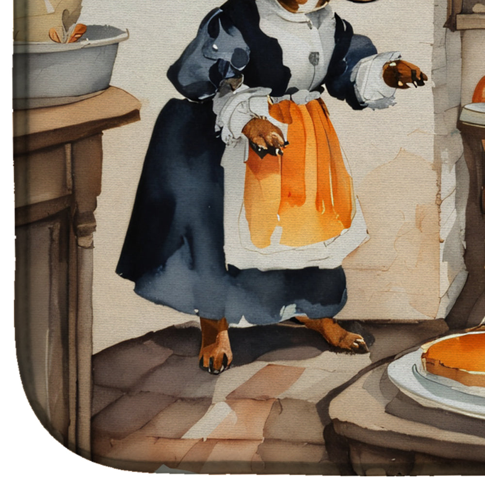 Dachshund Fall Kitchen Pumpkins Dish Drying Mat