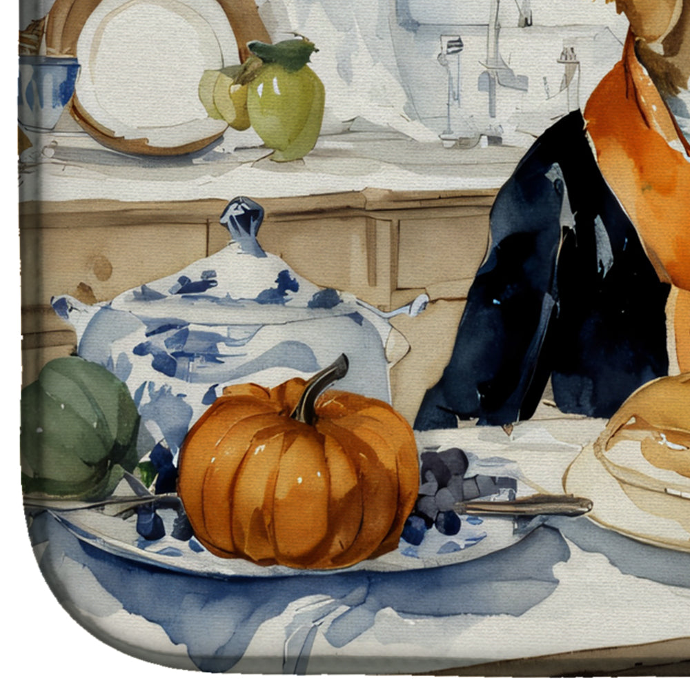 Golden Retriever Fall Kitchen Pumpkins Dish Drying Mat