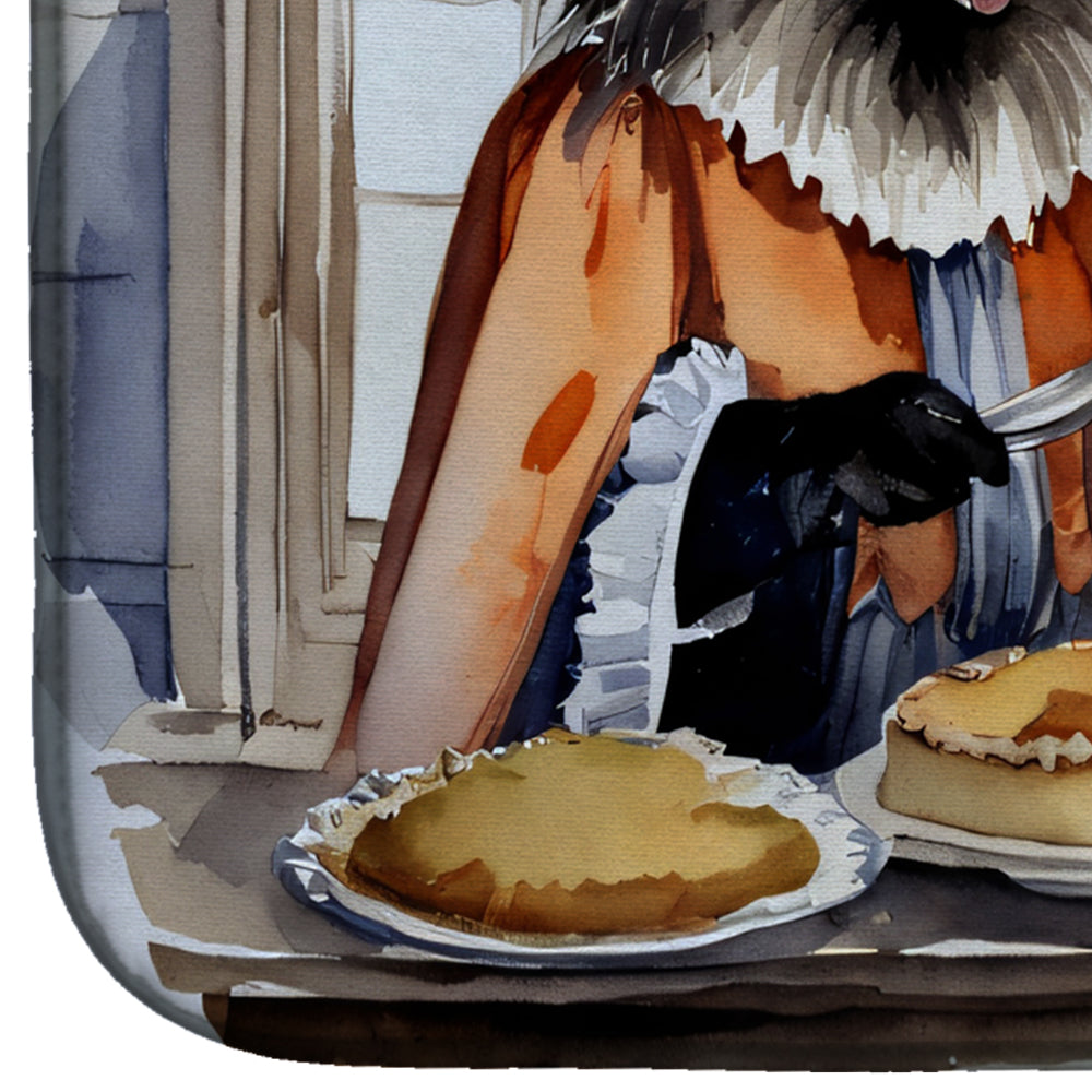 Keeshond Fall Kitchen Pumpkins Dish Drying Mat