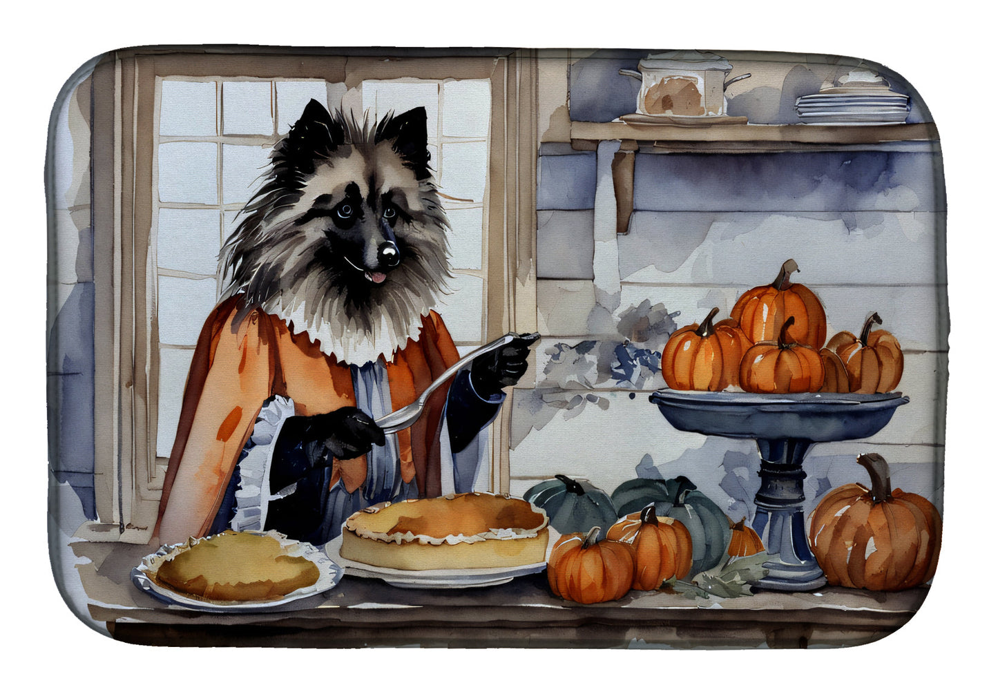 Buy this Keeshond Fall Kitchen Pumpkins Dish Drying Mat