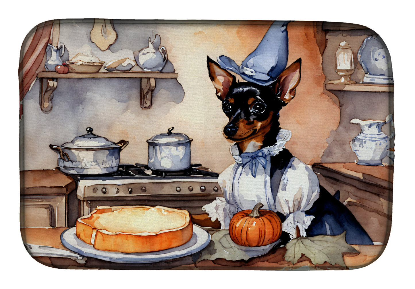 Buy this Miniature Pinscher Fall Kitchen Pumpkins Dish Drying Mat