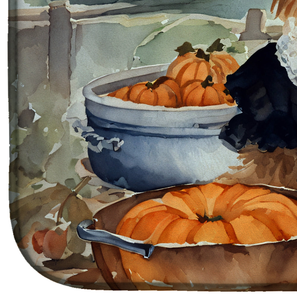Norfolk Terrier Fall Kitchen Pumpkins Dish Drying Mat
