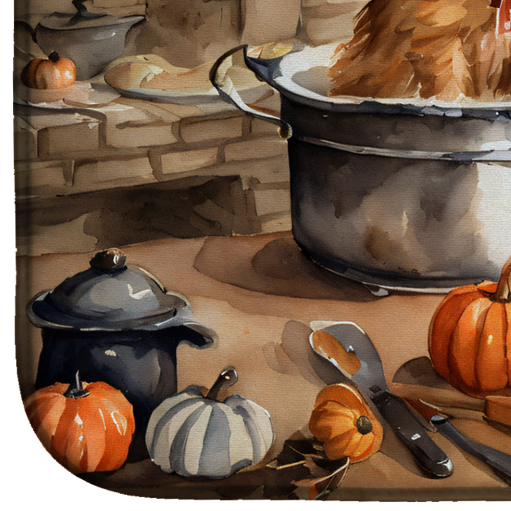 Norwich Terrier Fall Kitchen Pumpkins Dish Drying Mat