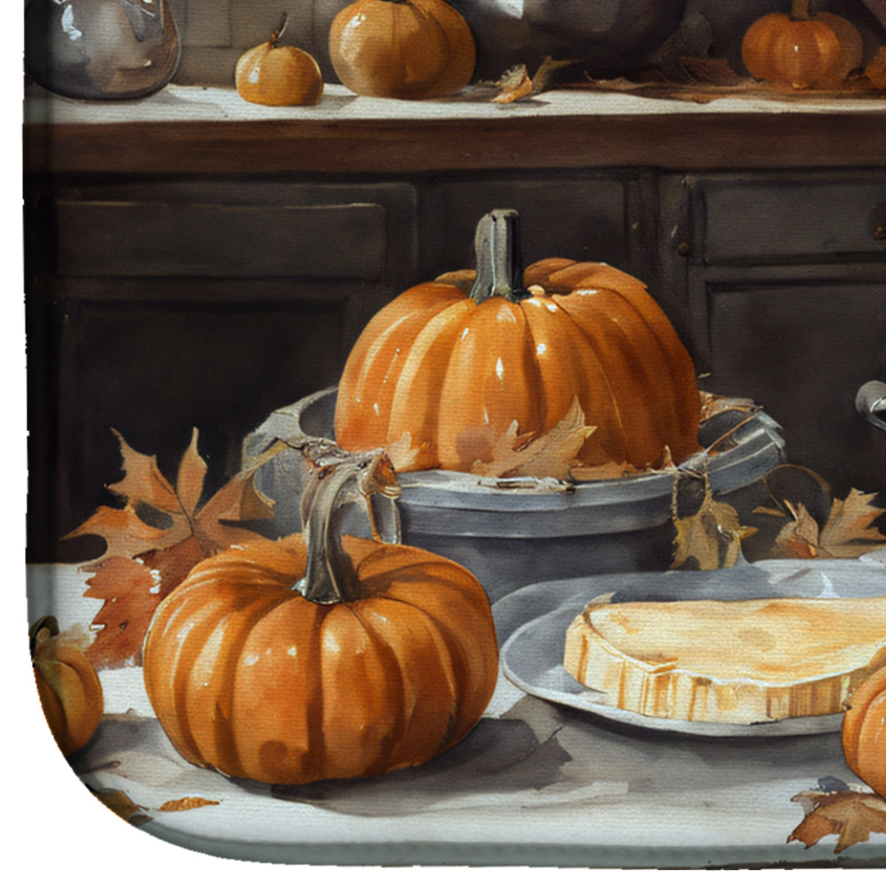 Old English Sheepdog Fall Kitchen Pumpkins Dish Drying Mat