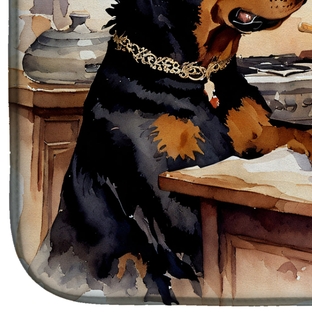 Rottweiler Fall Kitchen Pumpkins Dish Drying Mat