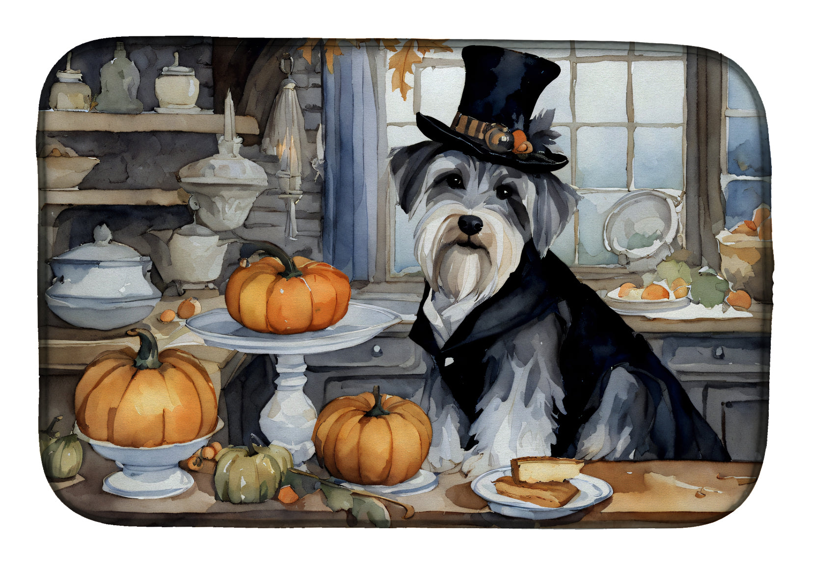 Buy this Schnauzer Fall Kitchen Pumpkins Dish Drying Mat