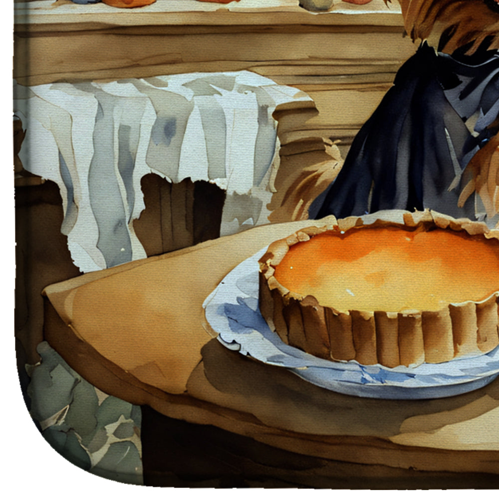 Silky Terrier Fall Kitchen Pumpkins Dish Drying Mat