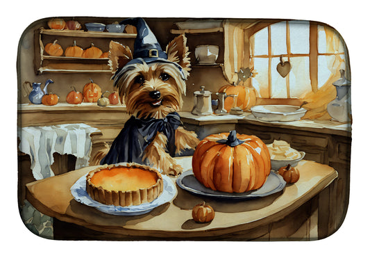 Buy this Silky Terrier Fall Kitchen Pumpkins Dish Drying Mat
