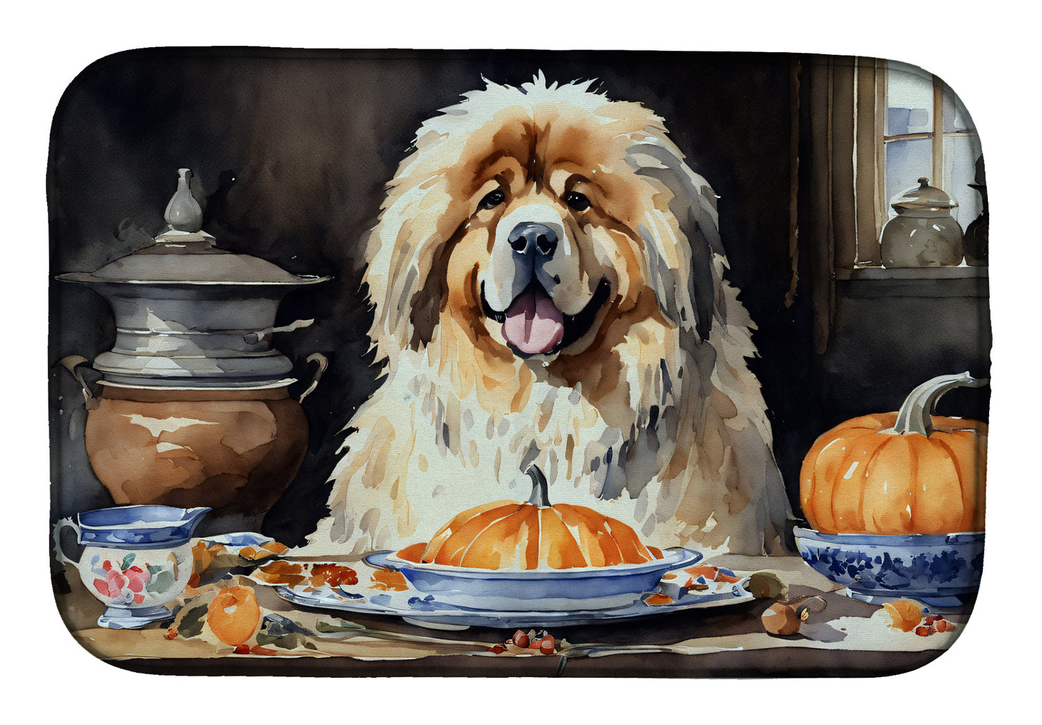 Buy this Tibetan Mastiff Fall Kitchen Pumpkins Dish Drying Mat