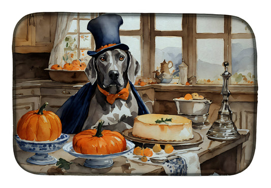 Buy this Weimaraner Fall Kitchen Pumpkins Dish Drying Mat