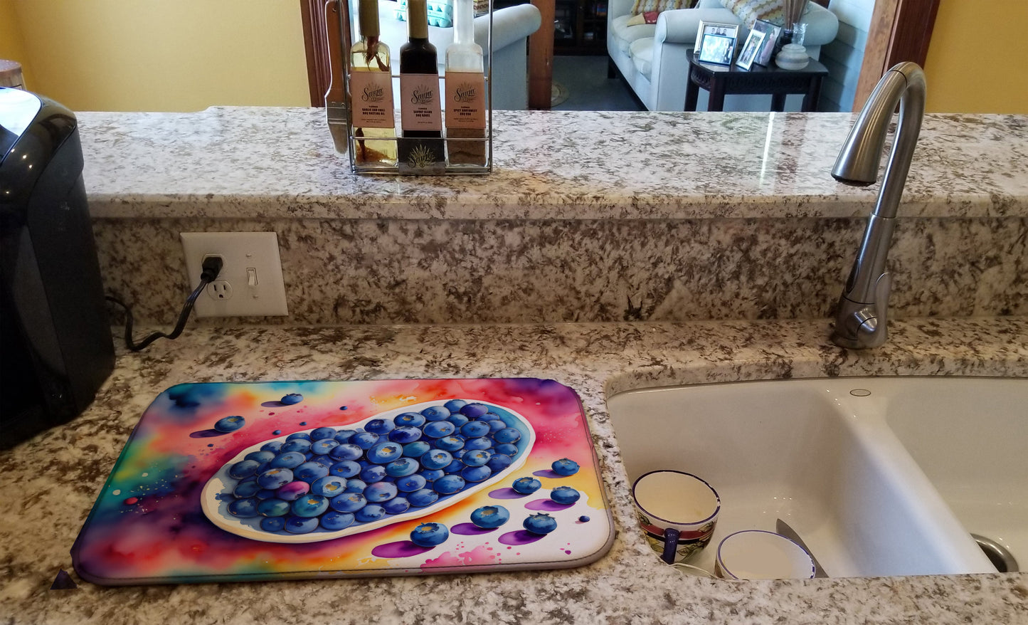 Colorful Blueberries Dish Drying Mat