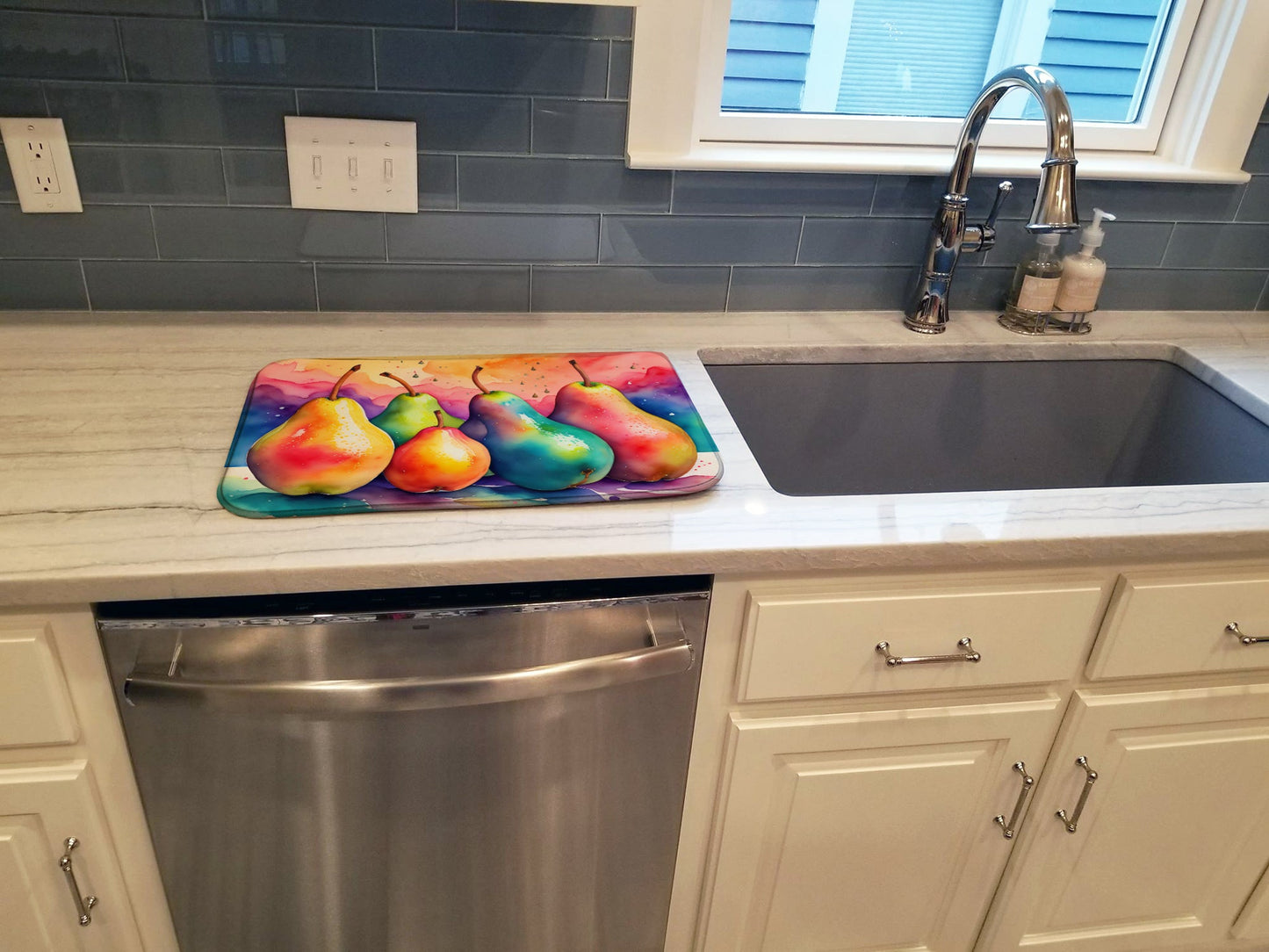 Colorful Pears Dish Drying Mat