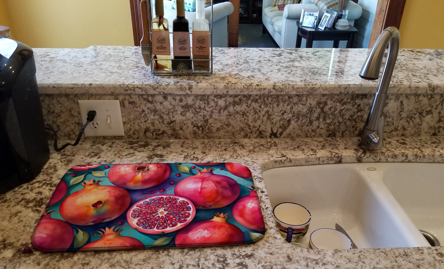 Colorful Pomegranates Dish Drying Mat