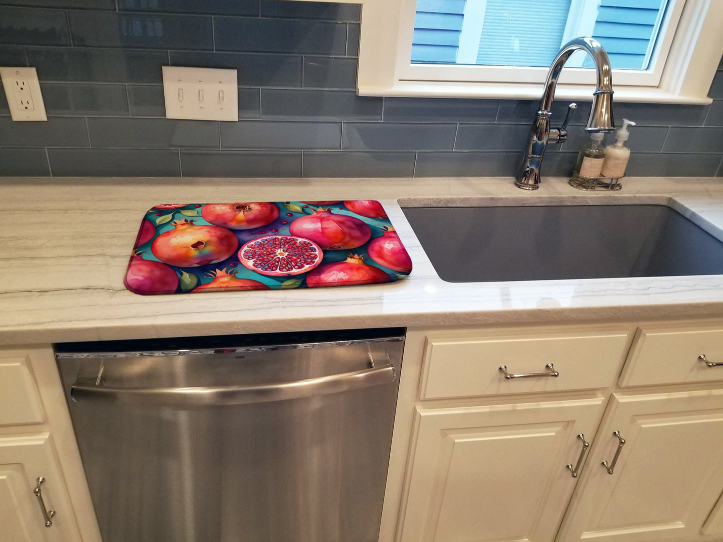 Colorful Pomegranates Dish Drying Mat
