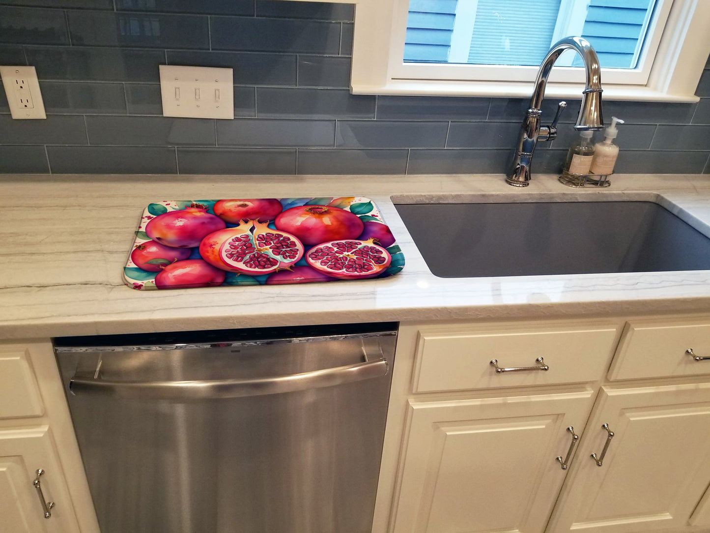 Colorful Pomegranates Dish Drying Mat