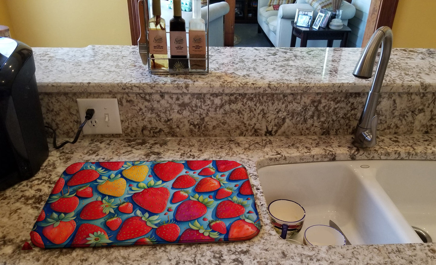 Colorful Strawberries Dish Drying Mat