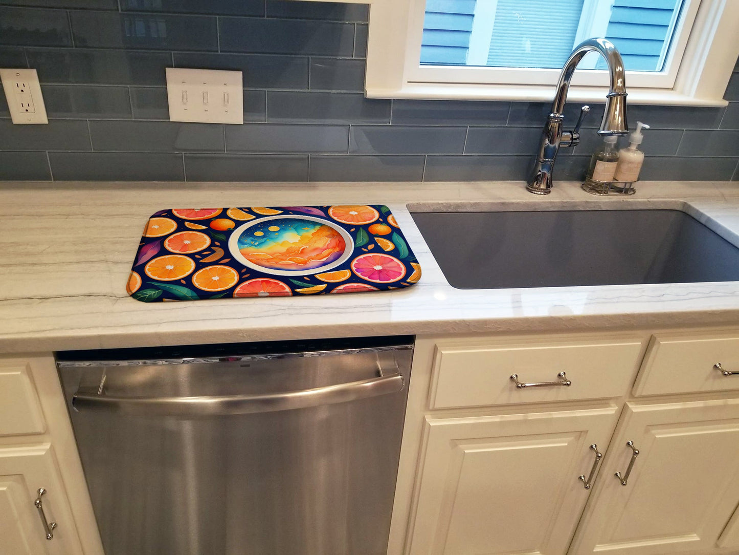 Colorful Oranges Dish Drying Mat