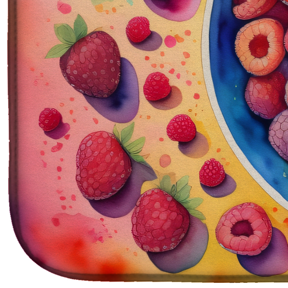 Colorful Raspberries Dish Drying Mat
