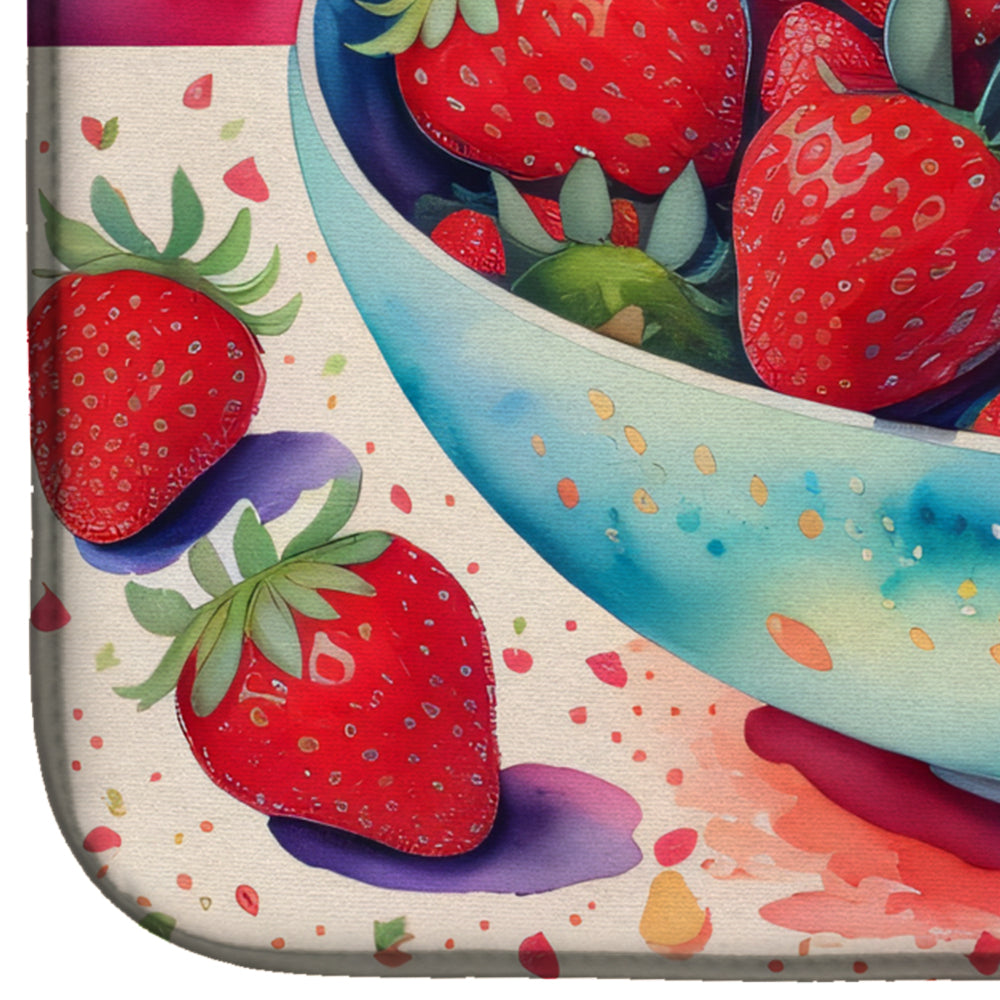 Colorful Strawberries Dish Drying Mat