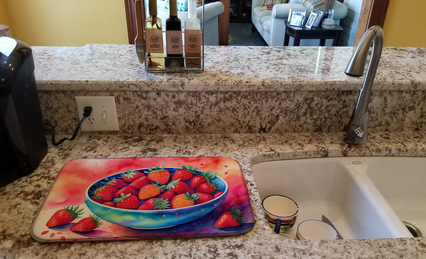 Colorful Strawberries Dish Drying Mat