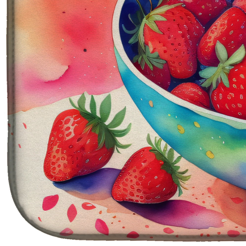 Colorful Strawberries Dish Drying Mat