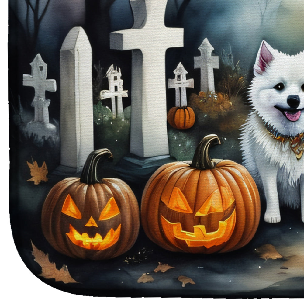 American Eskimo Spooky Halloween Dish Drying Mat
