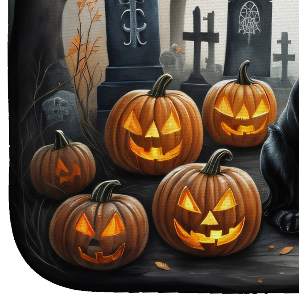 Black Labrador Retriever Spooky Halloween Dish Drying Mat