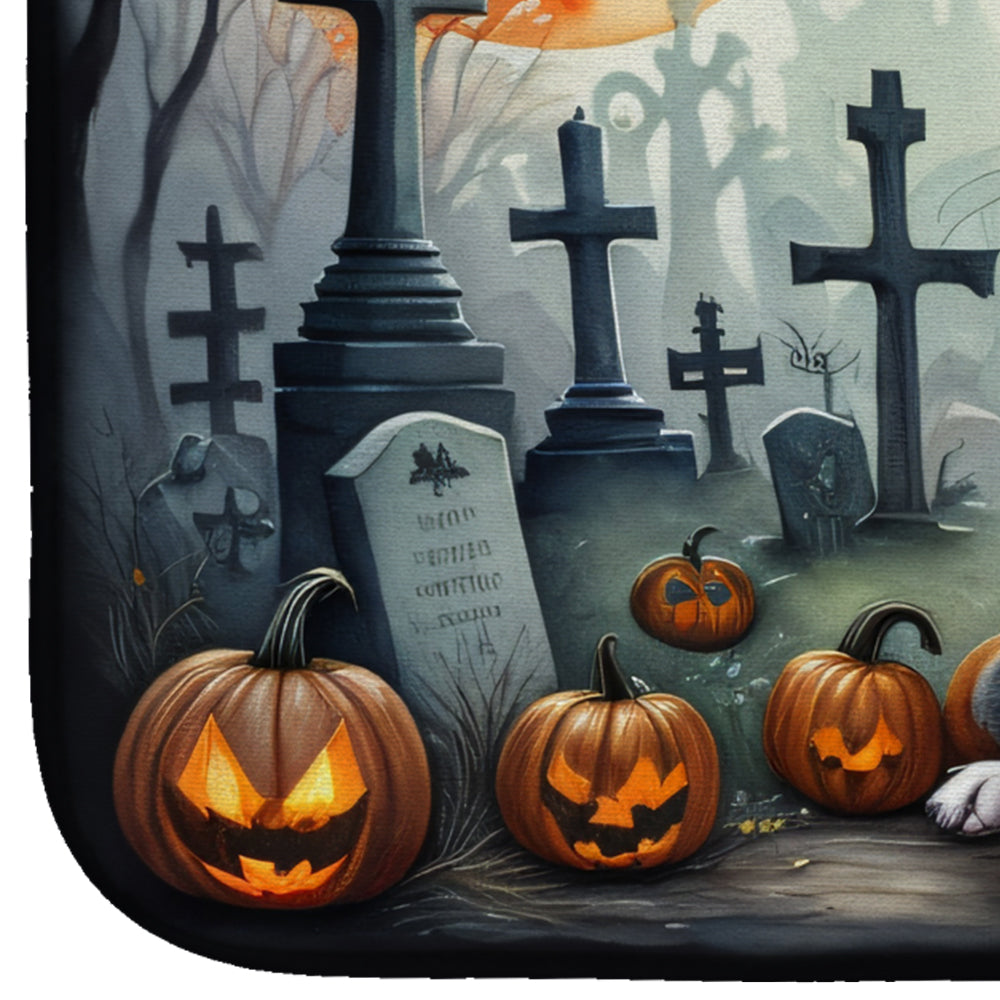 Boston Terrier Spooky Halloween Dish Drying Mat
