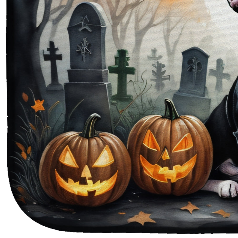 Boston Terrier Spooky Halloween Dish Drying Mat
