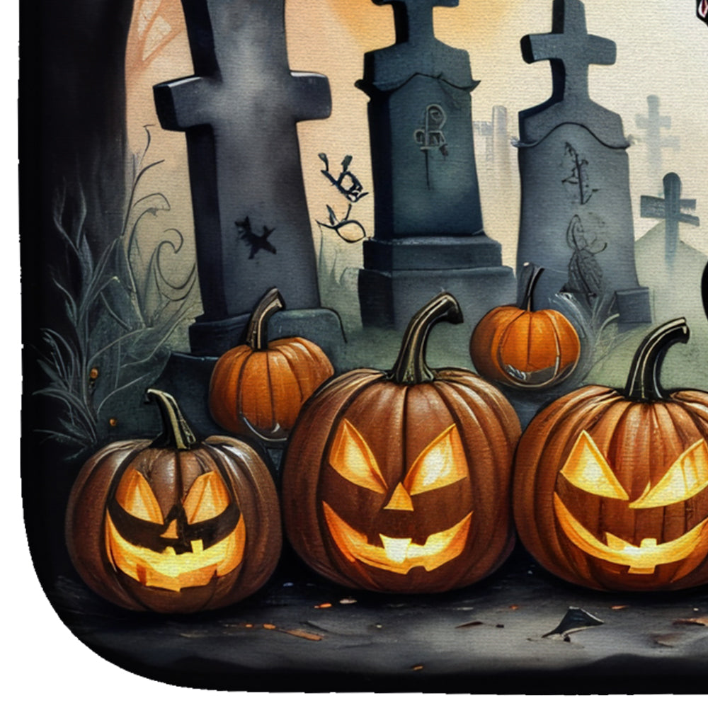 Boston Terrier Spooky Halloween Dish Drying Mat