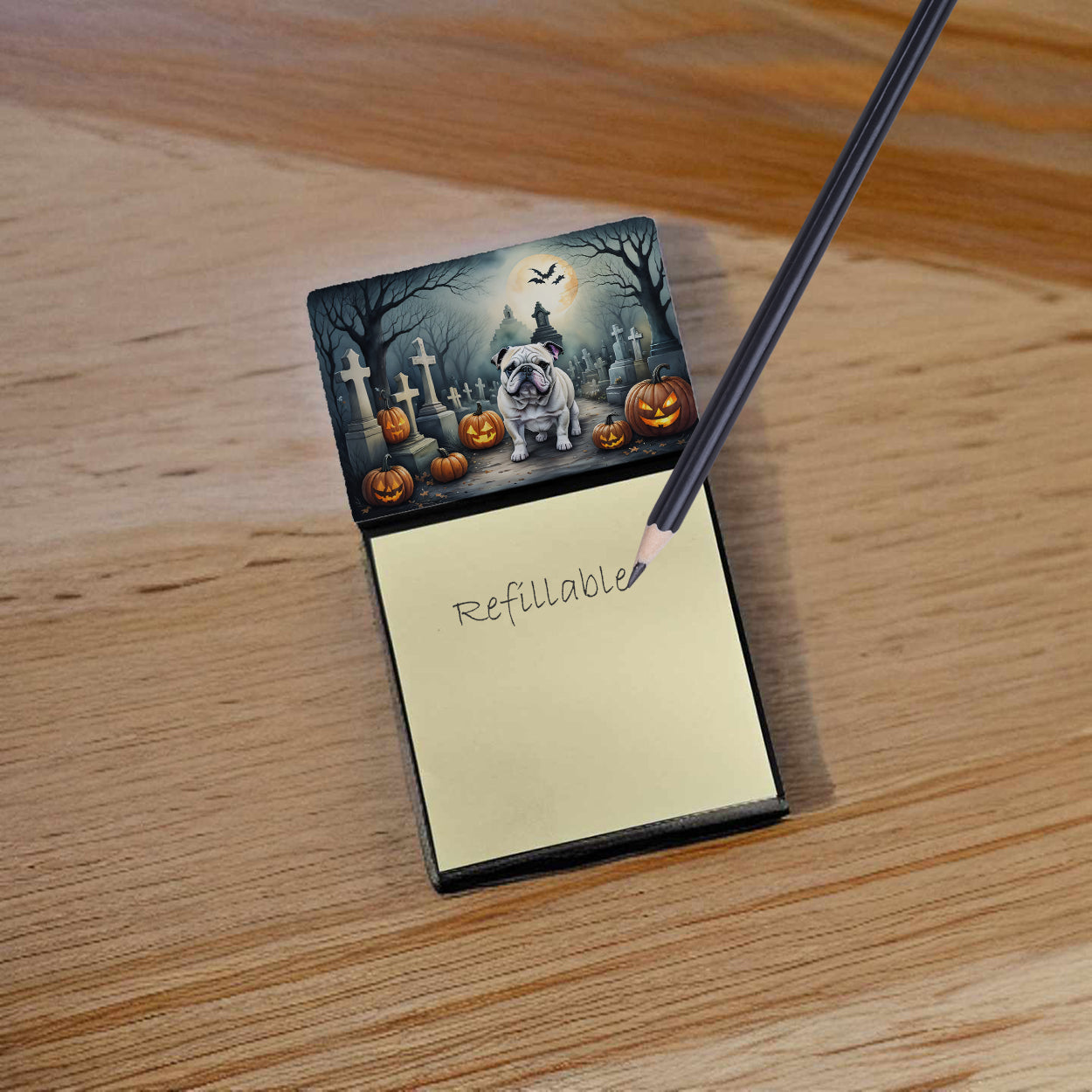 English Bulldog Spooky Halloween Sticky Note Holder