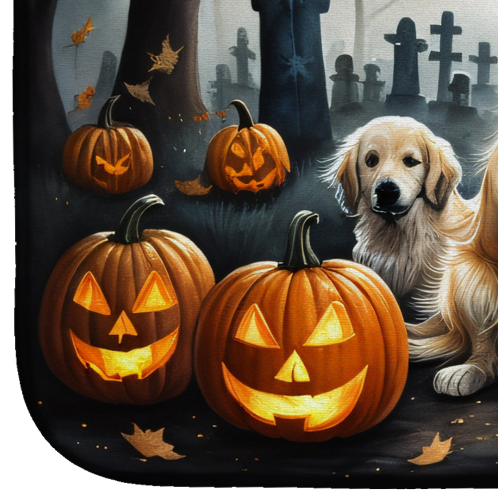 Golden Retriever Spooky Halloween Dish Drying Mat