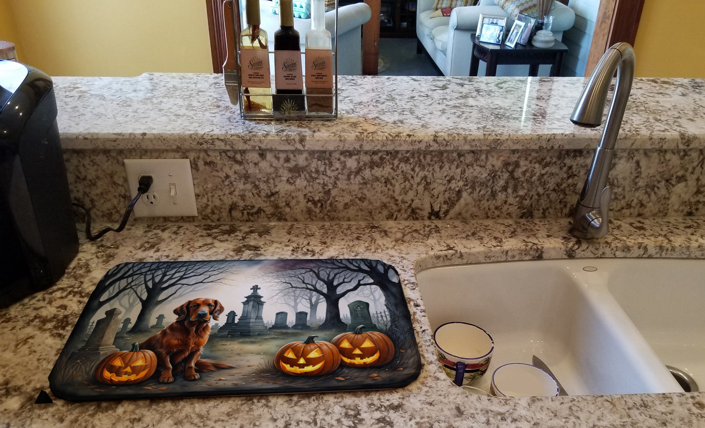 Irish Setter Spooky Halloween Dish Drying Mat