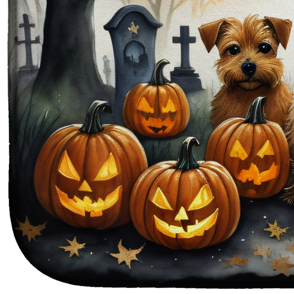 Norfolk Terrier Spooky Halloween Dish Drying Mat