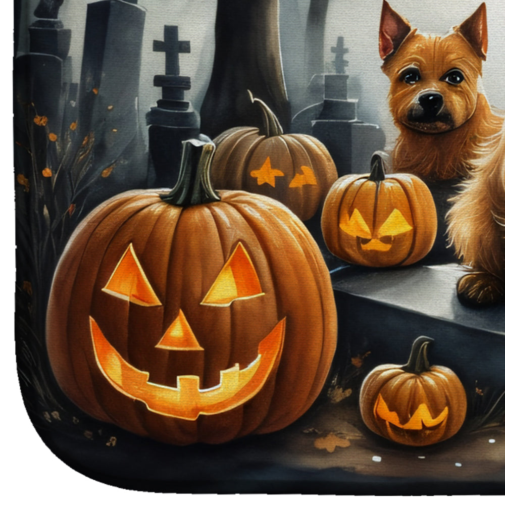 Norwich Terrier Spooky Halloween Dish Drying Mat
