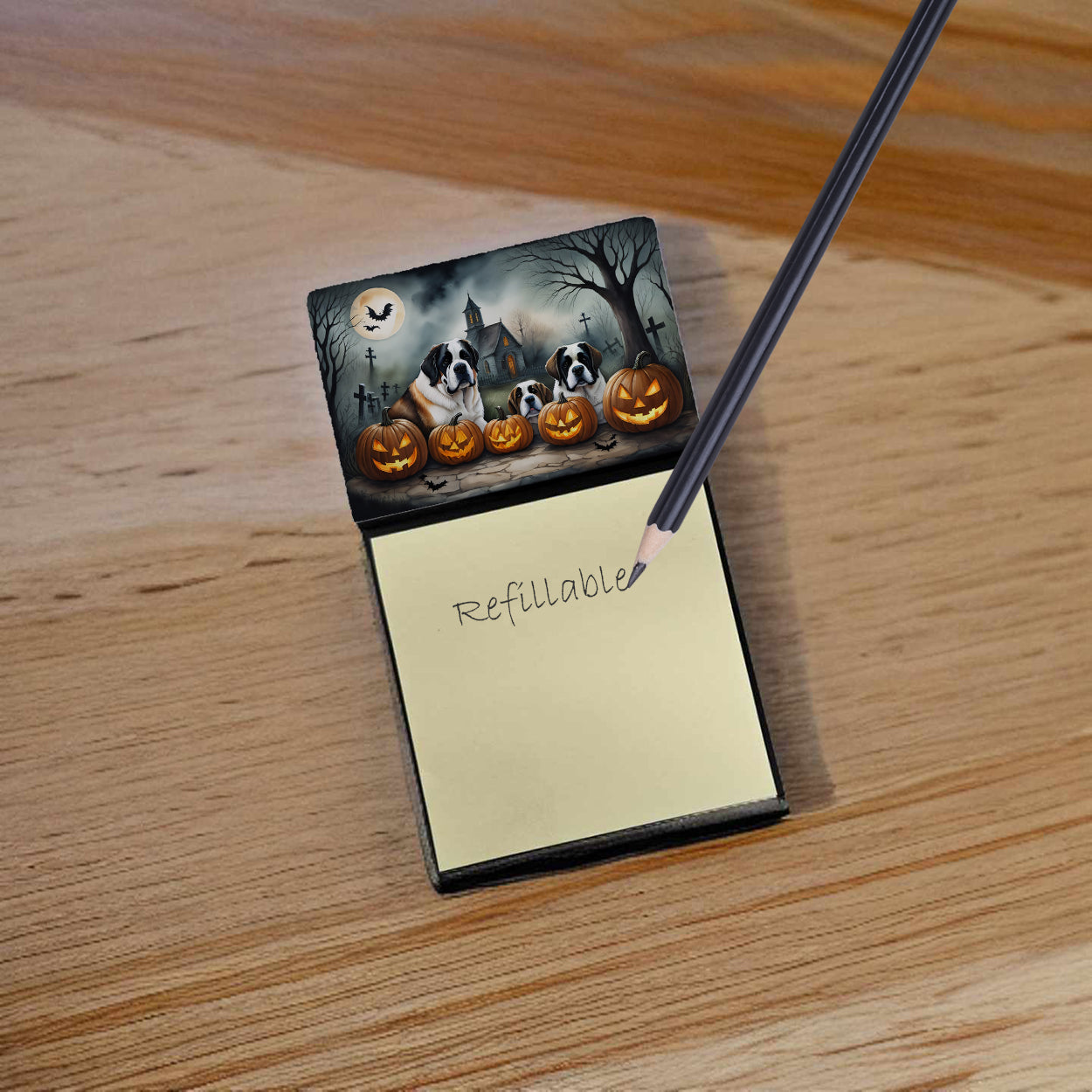 Saint Bernard Spooky Halloween Sticky Note Holder