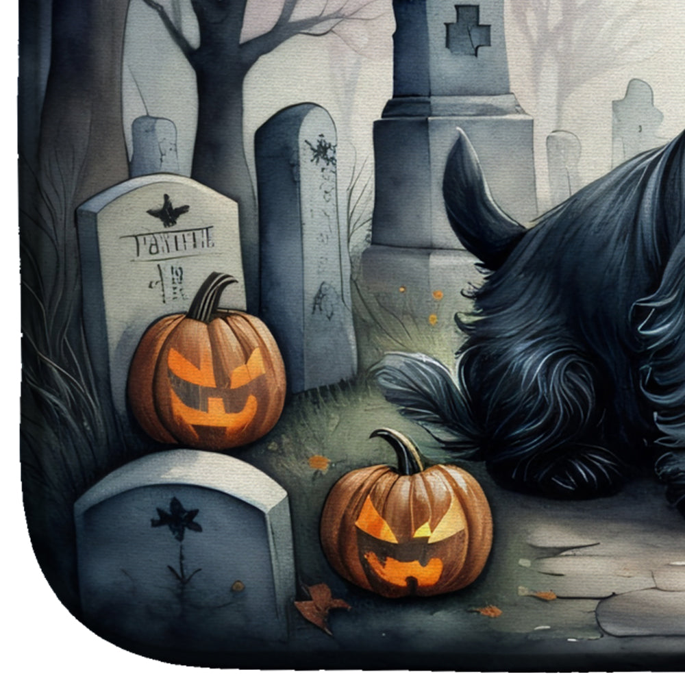 Scottish Terrier Spooky Halloween Dish Drying Mat