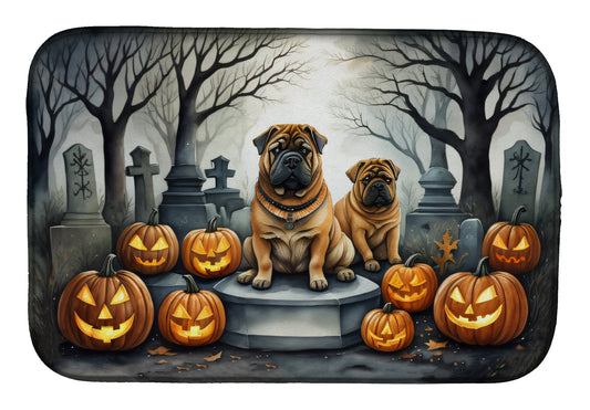 Buy this Shar Pei Spooky Halloween Dish Drying Mat