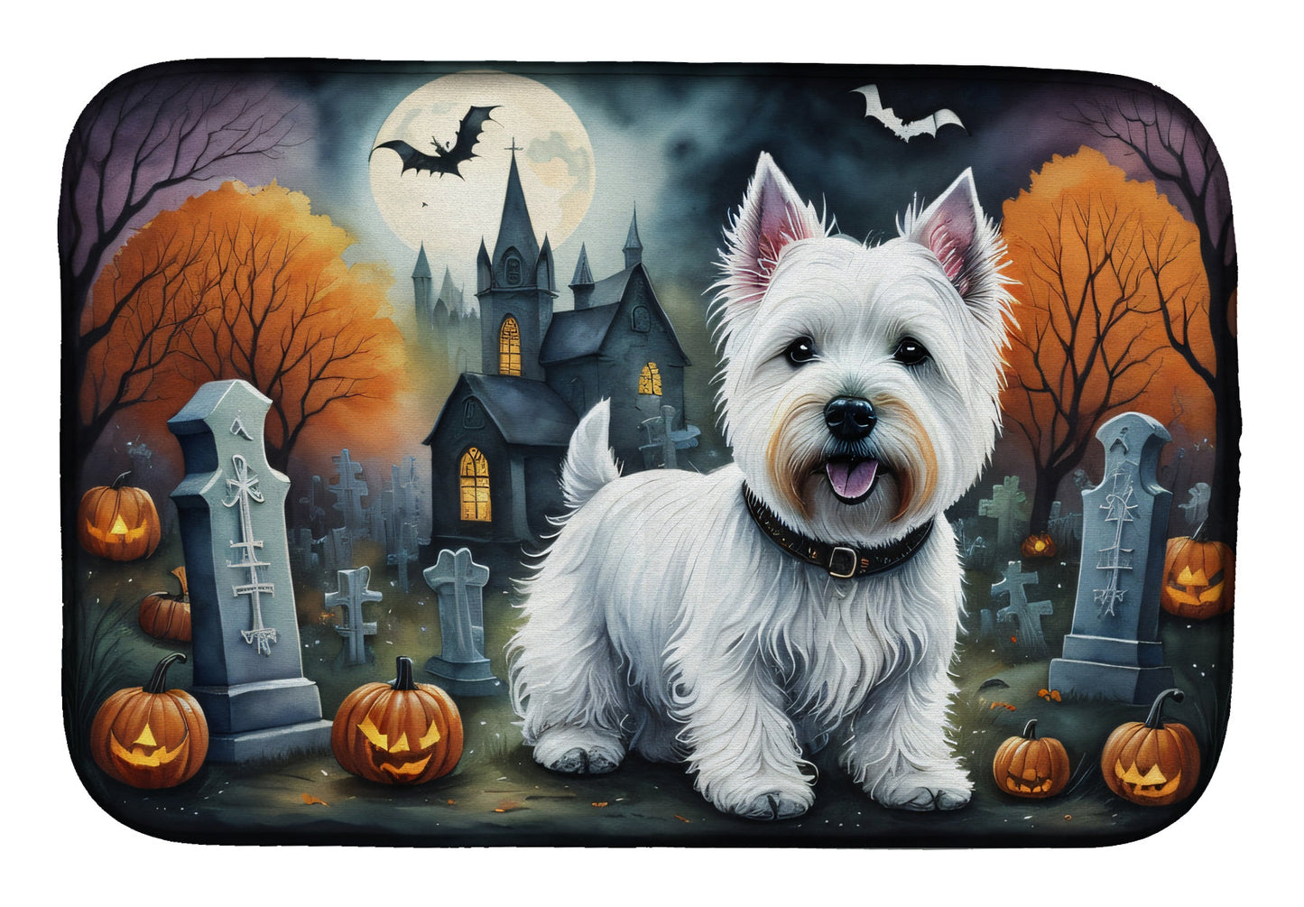 Buy this Westie Spooky Halloween Dish Drying Mat