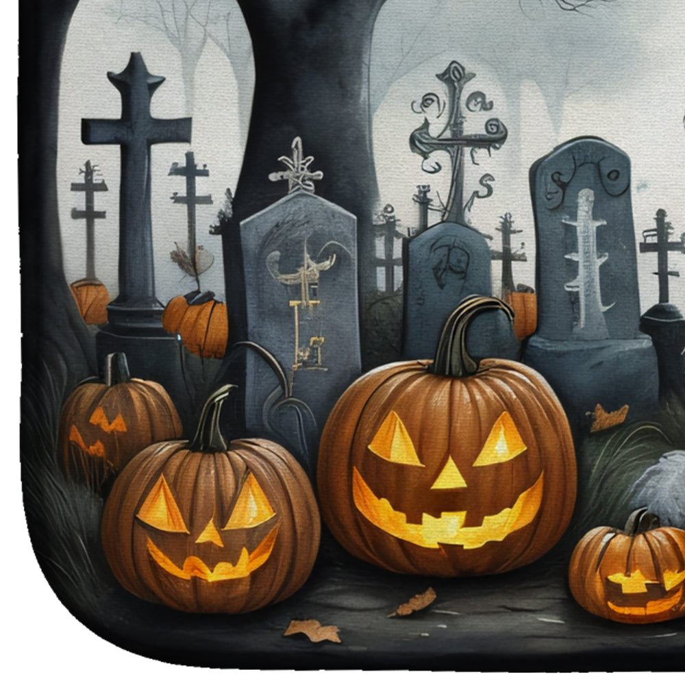 Old English Sheepdog Spooky Halloween Dish Drying Mat