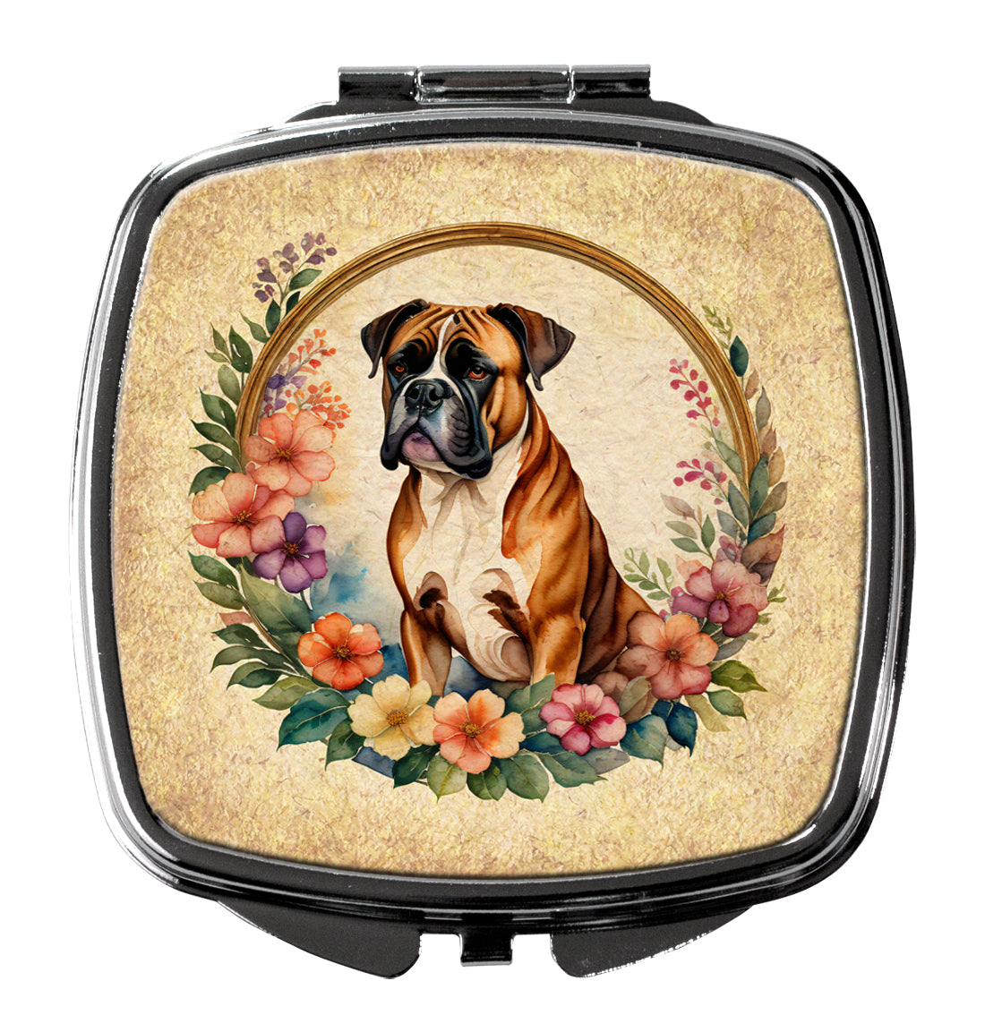 Buy this Boxer and Flowers Compact Mirror