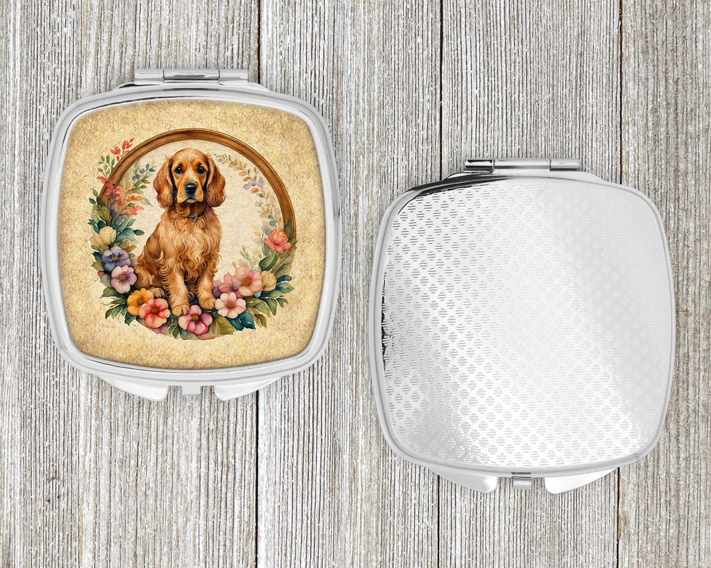 Cocker Spaniel and Flowers Compact Mirror