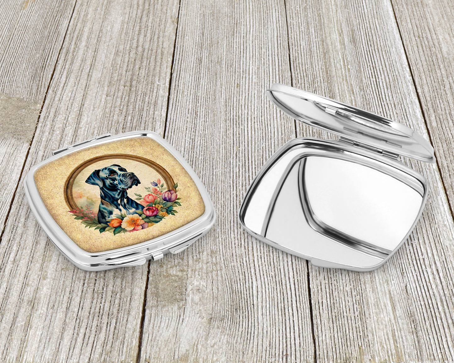 Great Dane and Flowers Compact Mirror