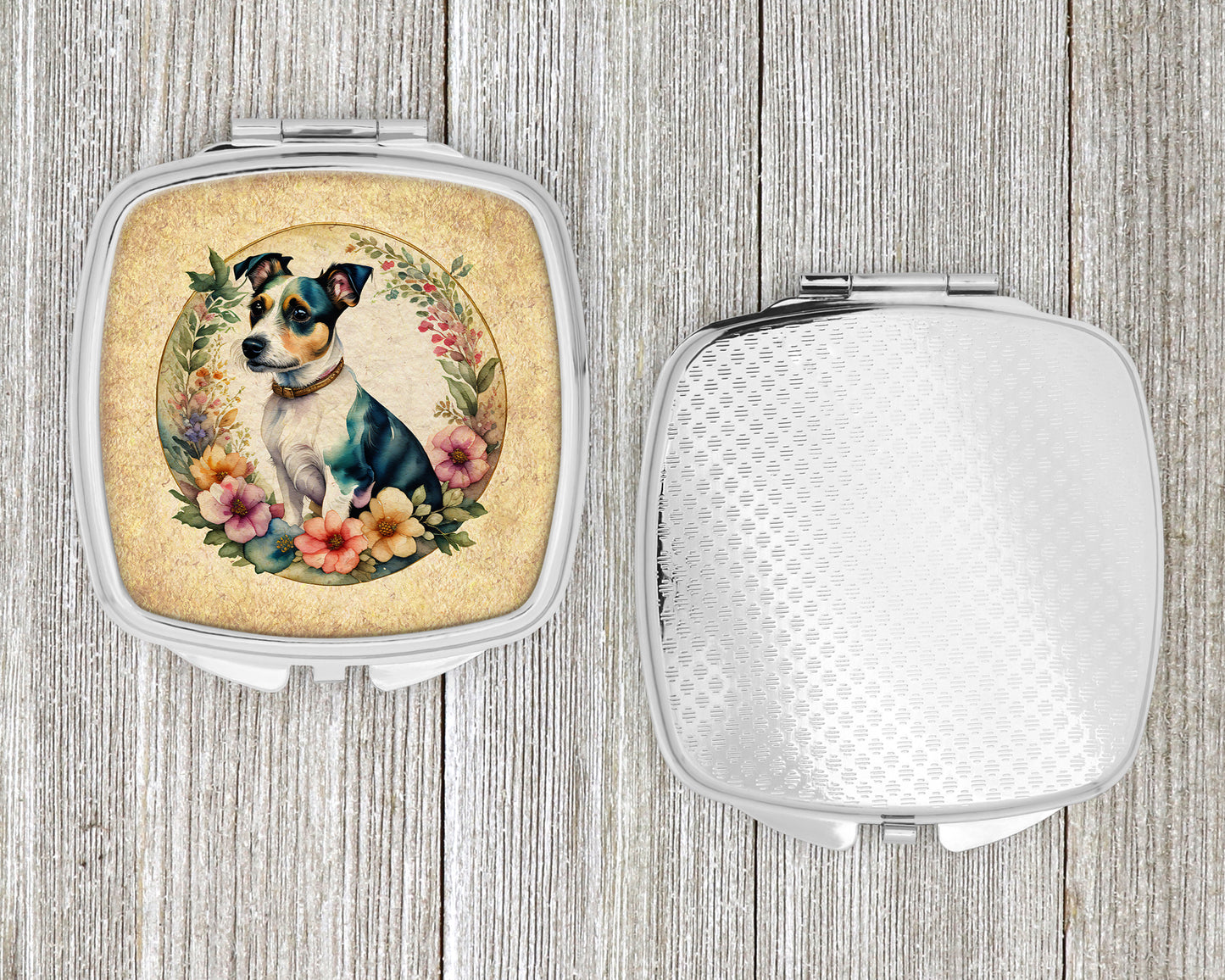 Jack Russell Terrier and Flowers Compact Mirror