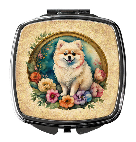 Buy this Pomeranian and Flowers Compact Mirror