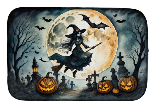 Buy this Flying Witch Spooky Halloween Dish Drying Mat