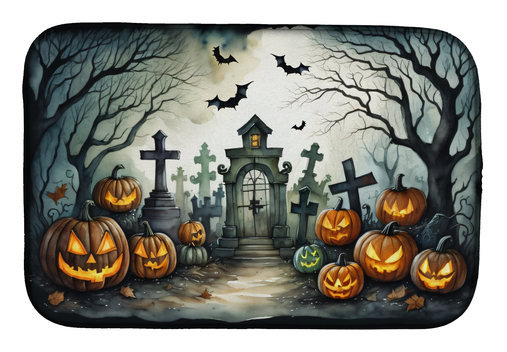 Buy this Graveyard Spooky Halloween Dish Drying Mat