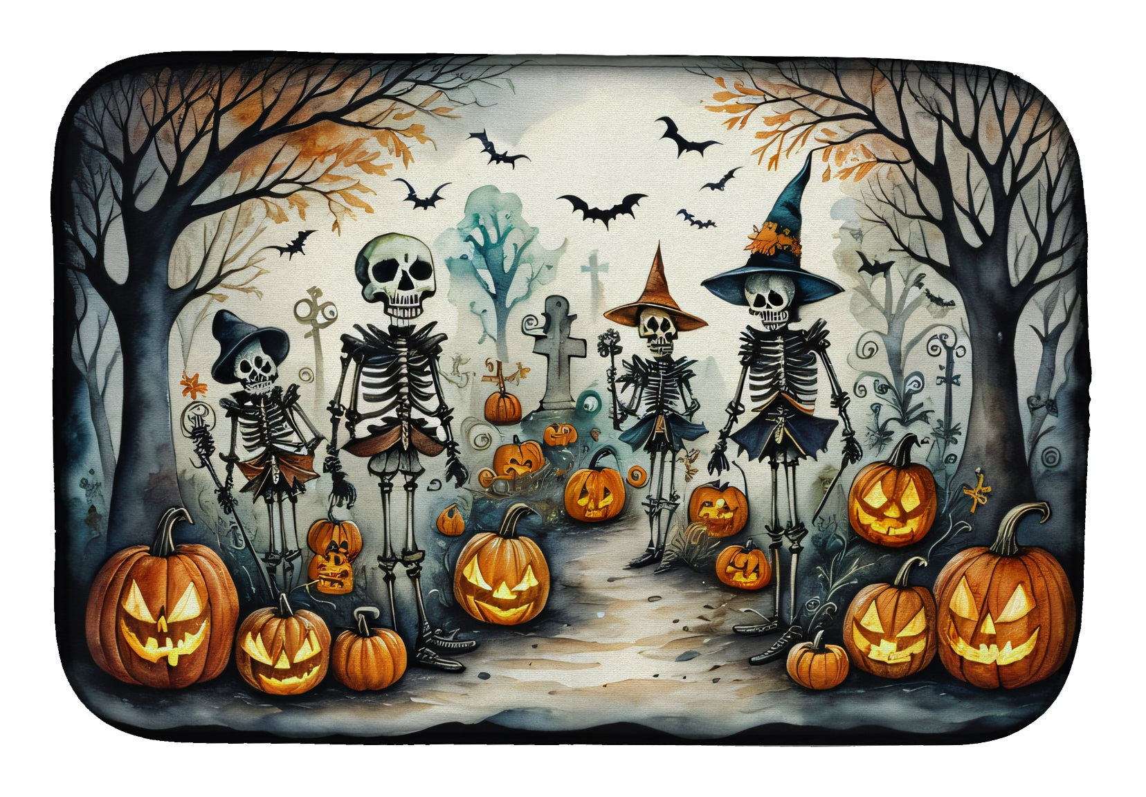 Buy this Calacas Skeletons Spooky Halloween Dish Drying Mat